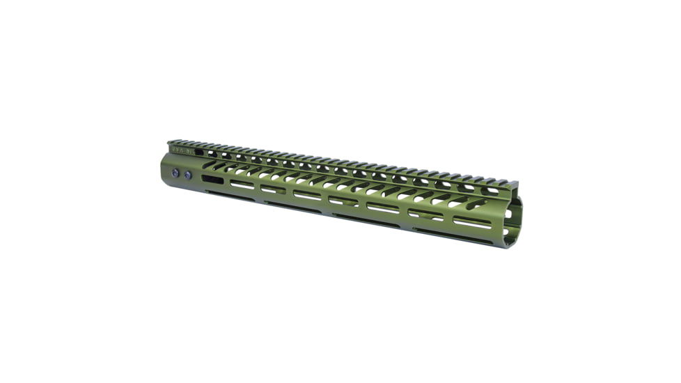 Guntec USA .308 Caliber Ultra Lightweight Thin M-LOK System Free Floating Handguard w/Monolithic Top Rail, 15in, Anodized Green, GT-15MLK-308-GREEN