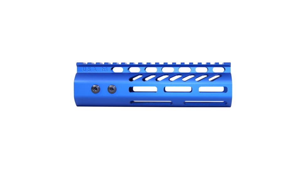 Guntec USA .308 Caliber Ultra Lightweight Thin M-LOK System Free Floating Handguard w/Monolithic Top Rail, 7in, Anodized Blue, GT-7MLK-308-BLUE