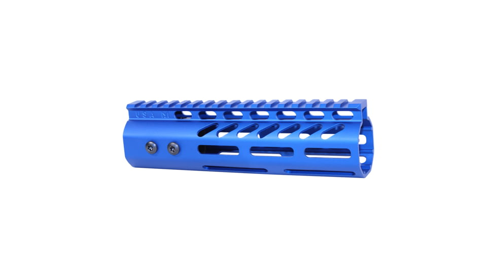 Guntec USA .308 Caliber Ultra Lightweight Thin M-LOK System Free Floating Handguard w/Monolithic Top Rail, 7in, Anodized Blue, GT-7MLK-308-BLUE