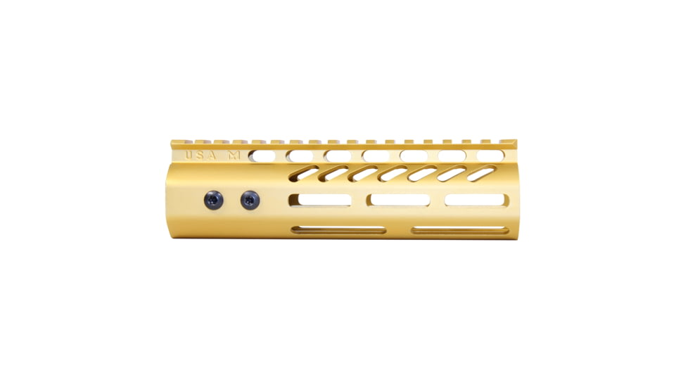 Guntec USA .308 Caliber Ultra Lightweight Thin M-LOK System Free Floating Handguard w/Monolithic Top Rail, 7in, Anodized Gold, GT-7MLK-308-GOLD