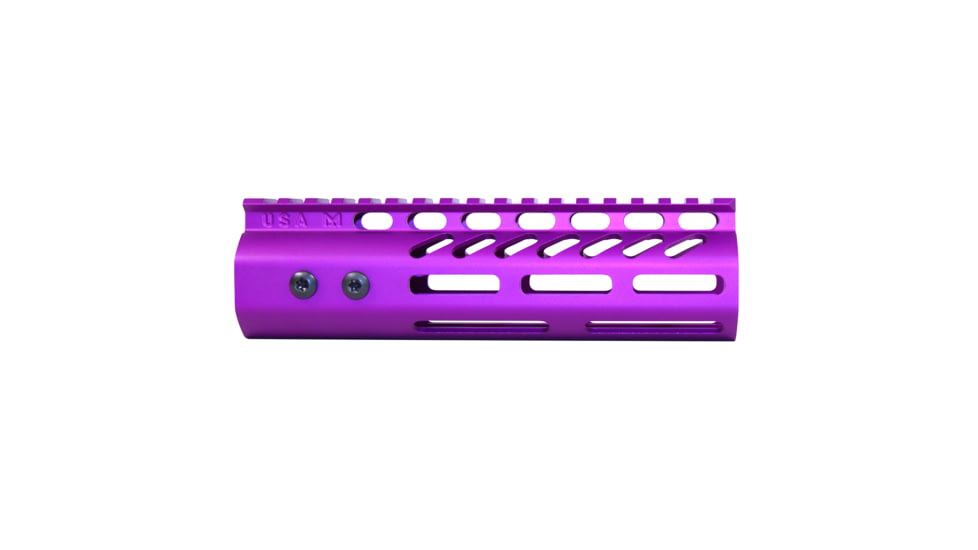Guntec USA .308 Caliber Ultra Lightweight Thin M-LOK System Free Floating Handguard w/Monolithic Top Rail, 7in, Anodized Purple, GT-7MLK-308-PURPLE