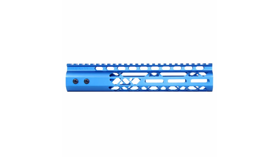 Guntec USA Air Lite M-LOK Free Floating Handguard w/Monolithic Top Rail, 10in, Blue, GT-10MLK-AL-BLUE