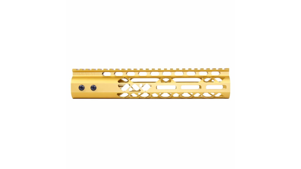 Guntec USA Air Lite M-LOK Free Floating Handguard w/Monolithic Top Rail, 10in, Gold, GT-10MLK-AL-GOLD