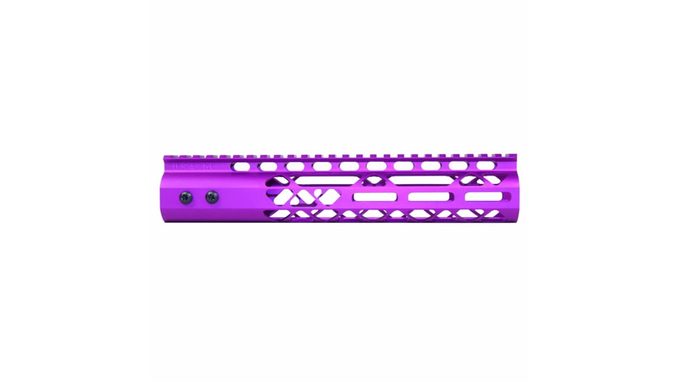 Guntec USA Air Lite M-LOK Free Floating Handguard w/Monolithic Top Rail, 10in, Purple, GT-10MLK-AL-PURPLE