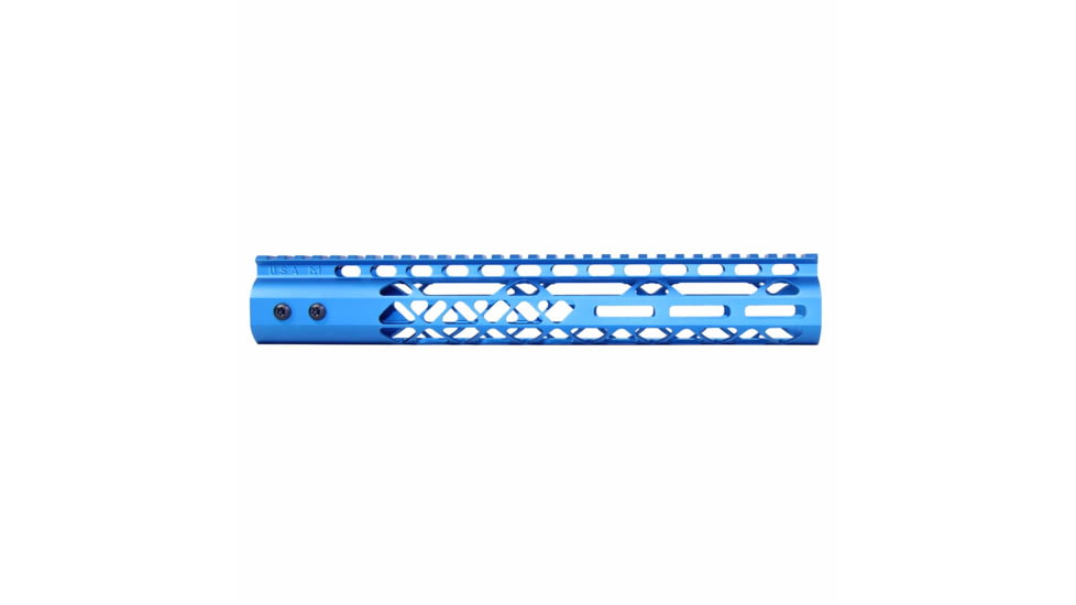 Guntec USA Air Lite M-LOK Free Floating Handguard w/Monolithic Top Rail, 12in, Blue, GT-12MLK-AL-BLUE