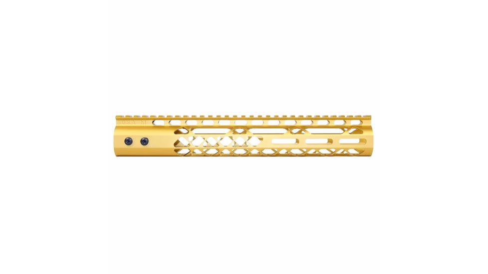 Guntec USA Air Lite M-LOK Free Floating Handguard w/Monolithic Top Rail, 12in, Gold, GT-12MLK-AL-GOLD