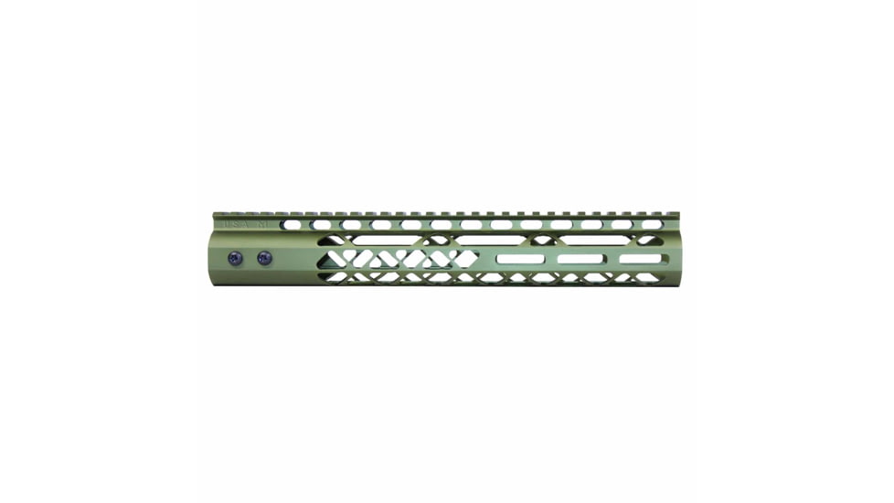 Guntec USA Air Lite M-LOK Free Floating Handguard w/Monolithic Top Rail, 12in, Green, GT-12MLK-AL-GREEN