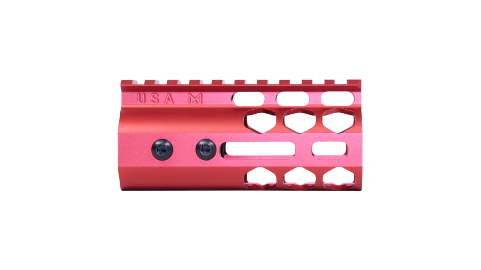 Guntec USA Air Lite Series Honeycomb M-LOK Free Floating Handguard w/ Monolithic Top Rail, 4in, Anodized Red, GT-4HC-AL-MLK-RED