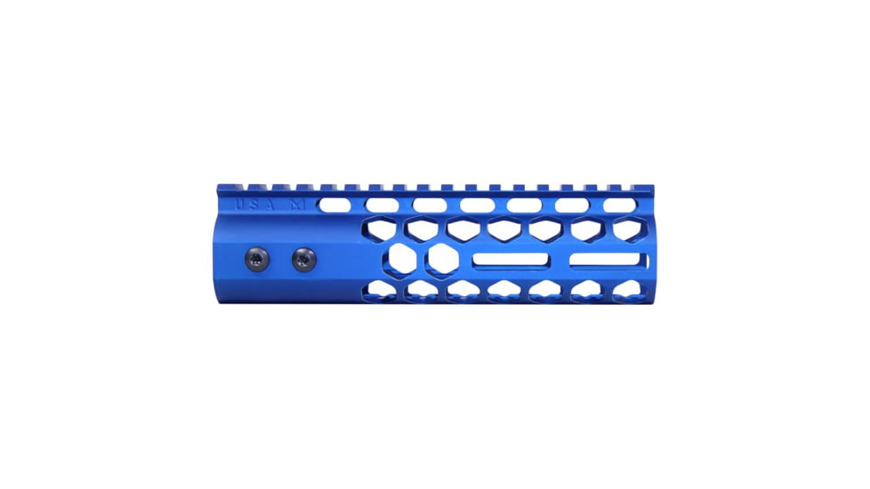 Guntec USA Air Lite Series Honeycomb M-LOK Free Floating Handguard w/ Monolithic Top Rail, 7in, Anodized Blue, GT-7HC-AL-MLK-BLUE
