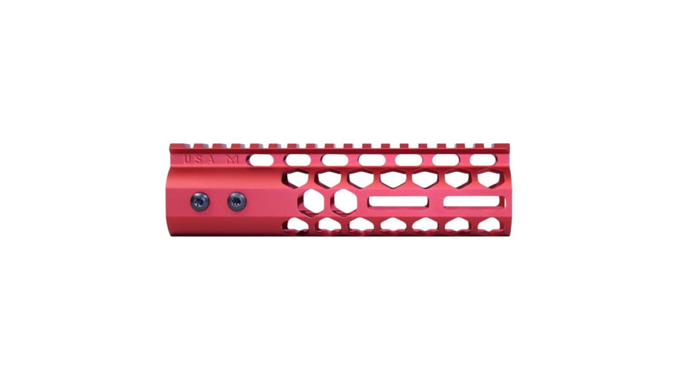 Guntec USA Air Lite Series Honeycomb M-LOK Free Floating Handguard w/ Monolithic Top Rail, 7in, Anodized Red, GT-7HC-AL-MLK-RED