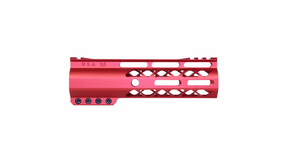 Guntec USA AIR-LOK Series M-LOK Compression Gen 2 Free Floating Handguard w/Monolithic Top Rail, 7in, Red, GT-7ALC-G2-RED