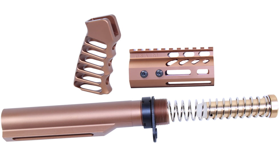 Guntec USA AR-15 4in Pistol Brace Build Kit With Milspec Buffer Tube, Anodized Bronze, ULTRA-BBK4-BRZ