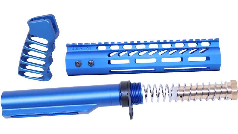 Guntec USA AR-15 9in Pistol Brace Build Kit With Milspec Buffer Tube, Anodized Blue, ULTRA-BBK9-BLUE