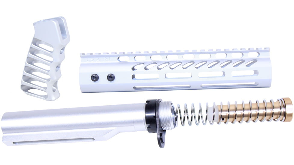 Guntec USA AR-15 9in Pistol Brace Build Kit With Milspec Buffer Tube, Anodized Clear, ULTRA-BBK9-CLEAR