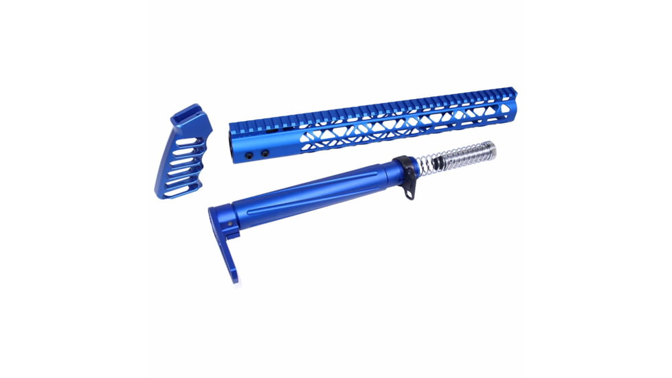 Guntec USA AR-15 Airlite Series Complete Furniture Set, Anodized Blue, AIRLITE-SET-BLUE