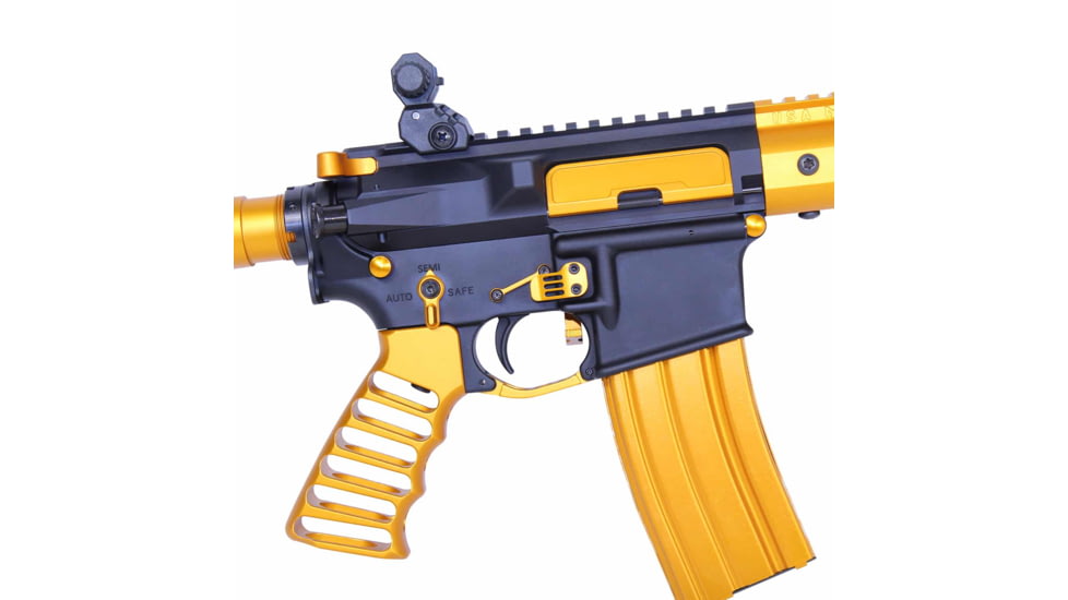 Guntec USA Ultralight Series Skeletonized Aluminum Pistol Grip, Anodized Orange, ULS-PG-ORANGE