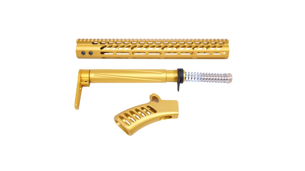 Guntec USA AR-15 Compliant Ultra Furniture Set, Anodized Gold, AR-COMP-SET-GOLD