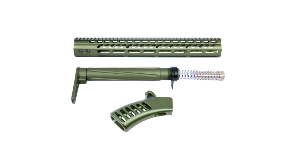 Guntec USA AR-15 Compliant Ultra Furniture Set, Anodized Green, AR-COMP-SET-GREEN