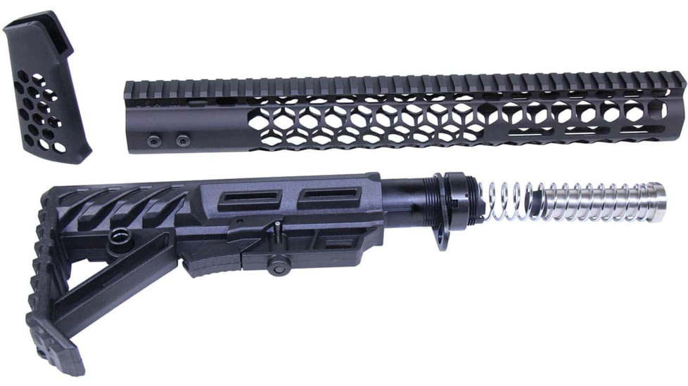Guntec USA AR-15 Honeycomb Series Complete Furniture Set, Gen 2, Anodized Black, HC-SET-G2