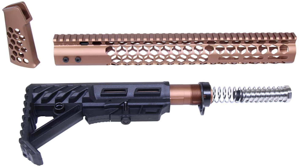 Guntec USA AR-15 Honeycomb Series Complete Furniture Set, Gen 2, Anodized Bronze, HC-SET-G2-BRZ