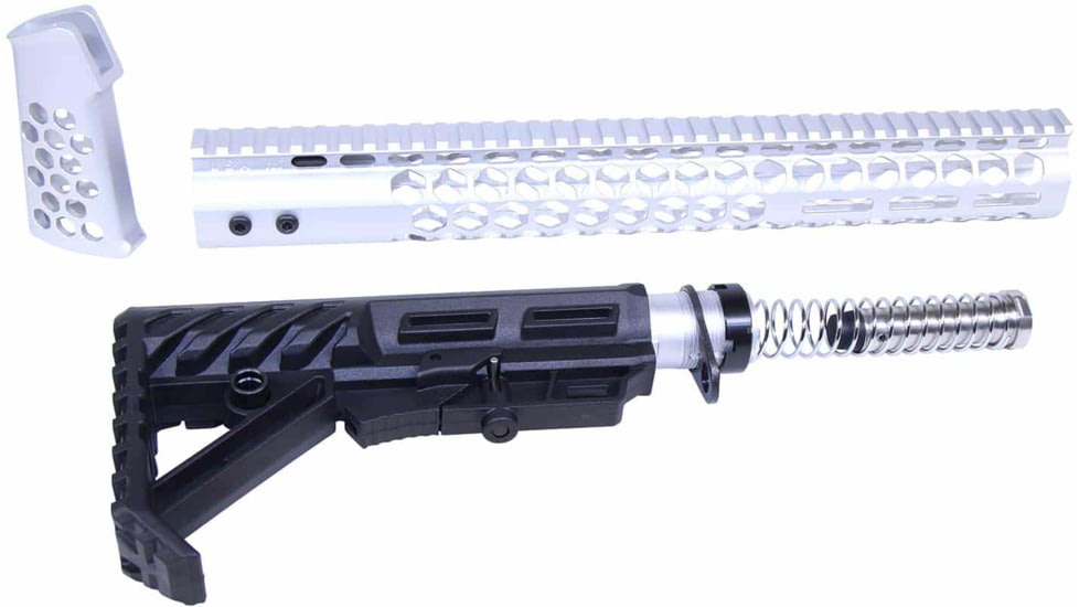 Guntec USA AR-15 Honeycomb Series Complete Furniture Set, Gen 2, Anodized Clear, HC-SET-G2-CLEAR