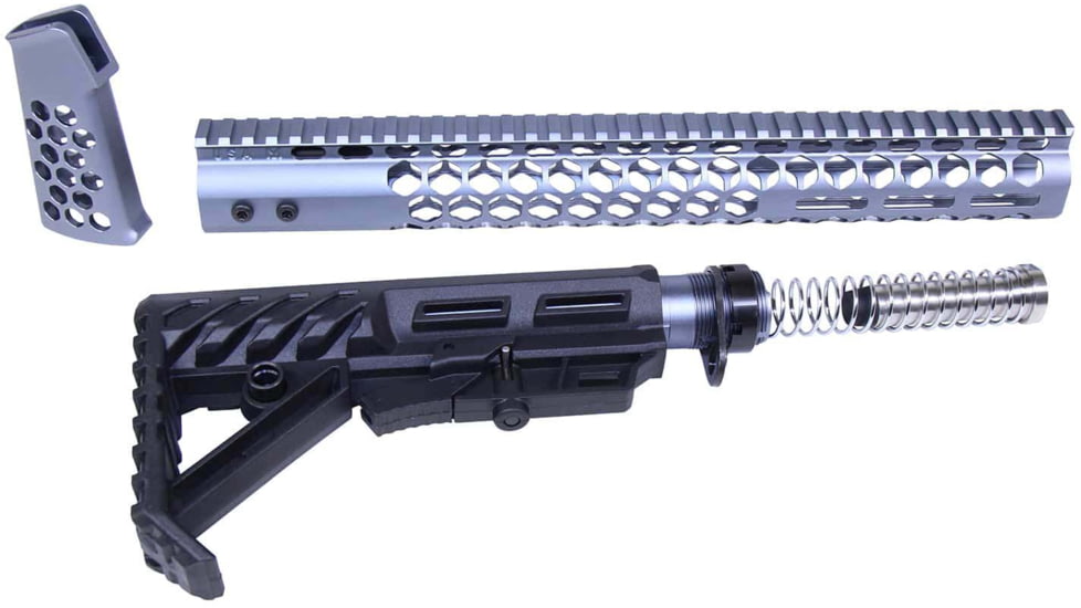 Guntec USA AR-15 Honeycomb Series Complete Furniture Set, Gen 2, Anodized Grey, HC-SET-G2-GREY