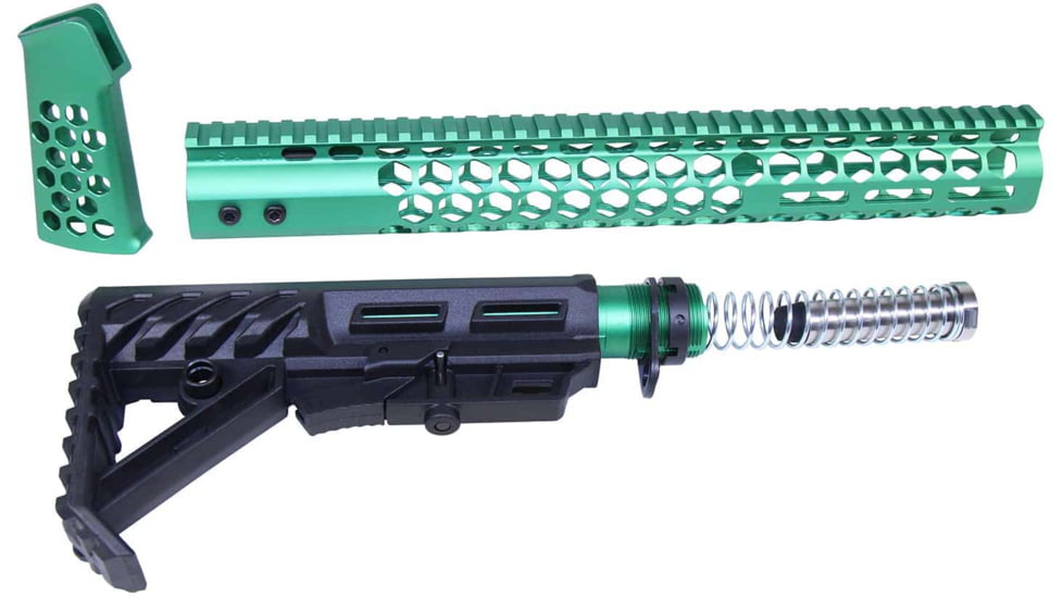 Guntec USA AR-15 Honeycomb Series Complete Furniture Set, Gen 2, Anodized Irish Green, HC-SET-G2-IG