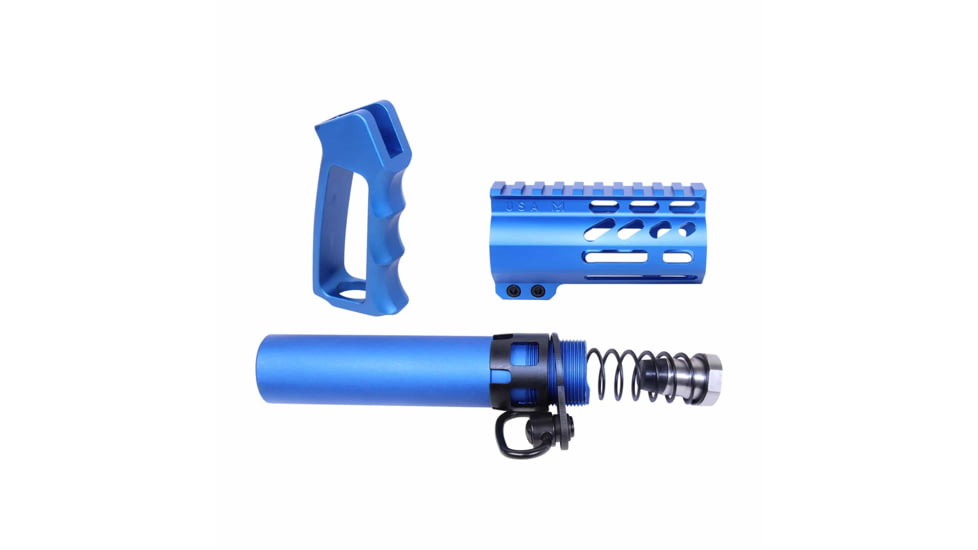 Guntec USA AR-15 Micro Pistol Furniture Set, Anodized Blue, MICRO-P-SET-BLUE