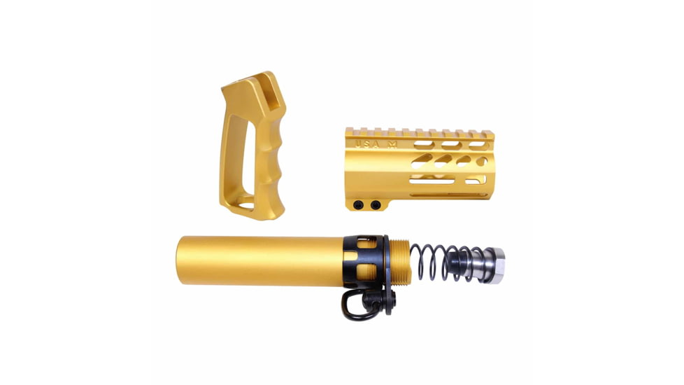 Guntec USA AR-15 Micro Pistol Furniture Set, Anodized Gold, MICRO-P-SET-GOLD