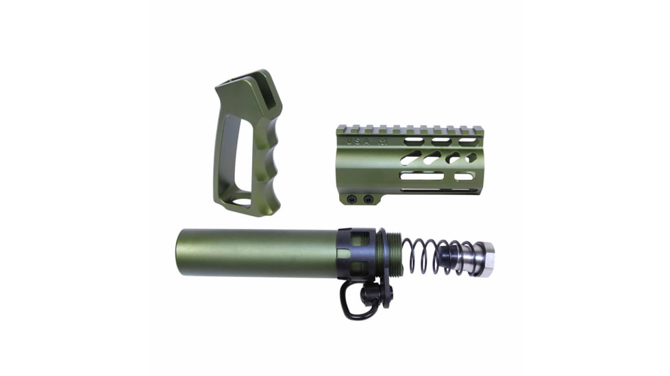 Guntec USA AR-15 Micro Pistol Furniture Set, Anodized Green, MICRO-P-SET-GREEN