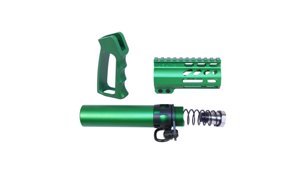 Guntec USA AR-15 Micro Pistol Furniture Set, Anodized Irish Green, MICRO-P-SET-IG