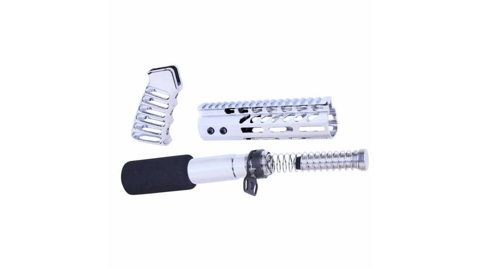 Guntec USA AR-15 Pistol Furniture Set, Chrome, AR-PISTOL-SET-MLK-C