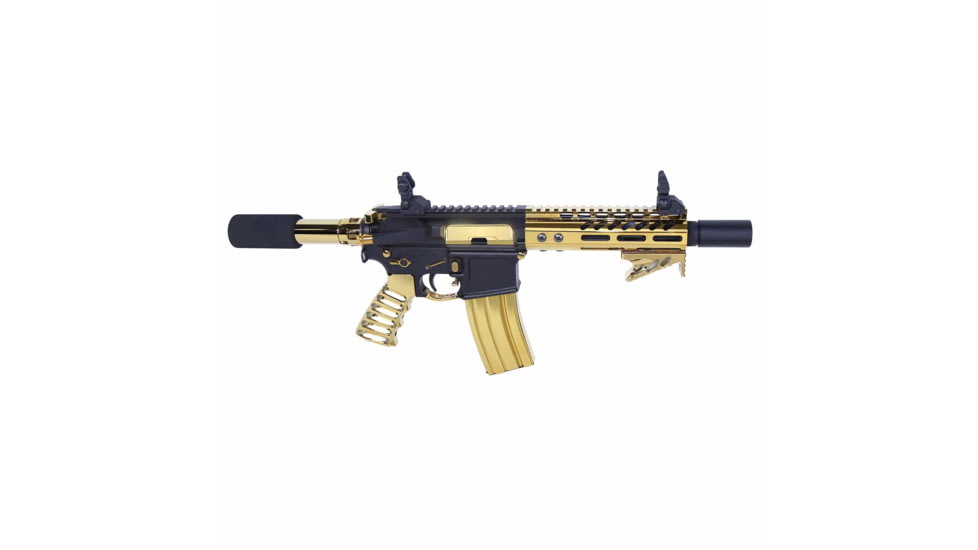 Guntec USA AR-15 Ultra Lightweight Thin M-LOK Free Floating Handguard w/ Monolithic Top Rail, 7in, Gold Plated, GT-7MLK-GLD
