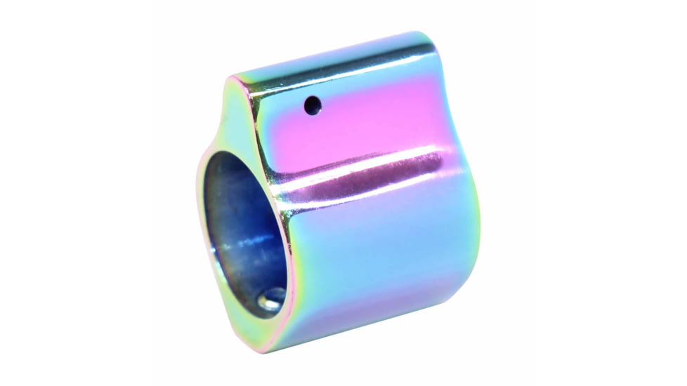 Guntec USA AR-15 Steel Low Profile Gas Block, Gloss Rainbow Pvd Coated, GT750SS-RPVD