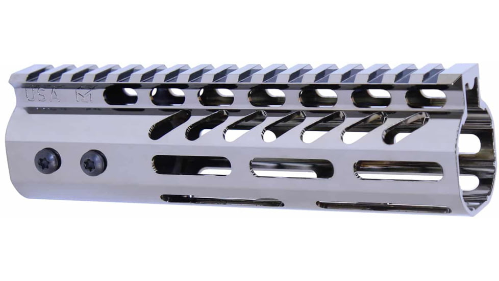 Guntec USA AR-15 Ultra Lightweight Thin M-LOK Free Floating Handguard w/ Monolithic Top Rail, 7in, Chrome, Black, GT-7MLK-BC