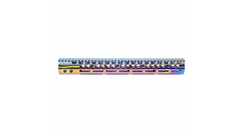 Guntec USA AR-15 Ultra Lightweight Thin M-LOK Free Floating Handguard w/ Monolithic Top Rail, 15in, Rainbow PVD, GT-15MLK-RPVD