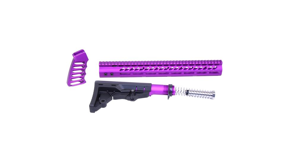 Guntec USA AR-15 Ultralight Series Complete Furniture Set, Anodized Purple, ULTRA-SET-PURPLE