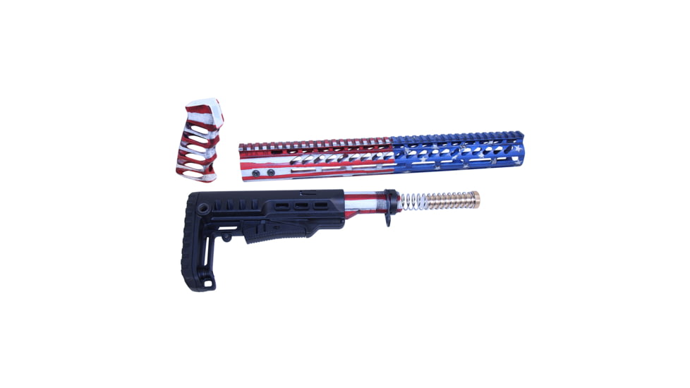 Guntec USA AR-15 Ultralight Series Complete Furniture Set, Limited Edition, Cerakote Battleworn Finish, ULTRA-SET-USA