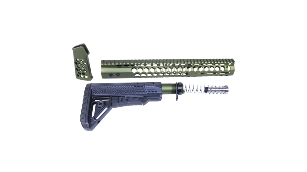 Guntec USA AR .308 Honeycomb Series Gen 2 Complete Furniture Set, Green, HC-SET-G2-308-GREEN