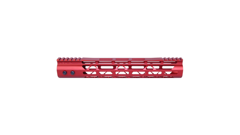 Guntec USA Mod Lite Skeletonized Series M-Lok Free Floating Handguard w/Monolithic Top Rail, 12in, Red, GT-12MDLTE-RED