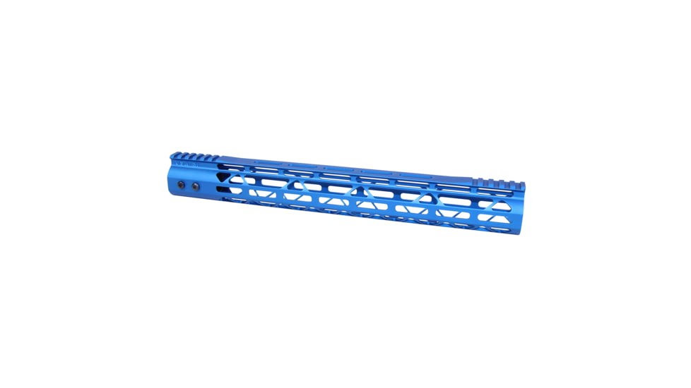 Guntec USA MOD LITE Skeletonized Series M-LOK Free Floating Handguard w/ Monolithic Top Rail, 15in, Anodized Blue, GT-15MDLTE-BLUE