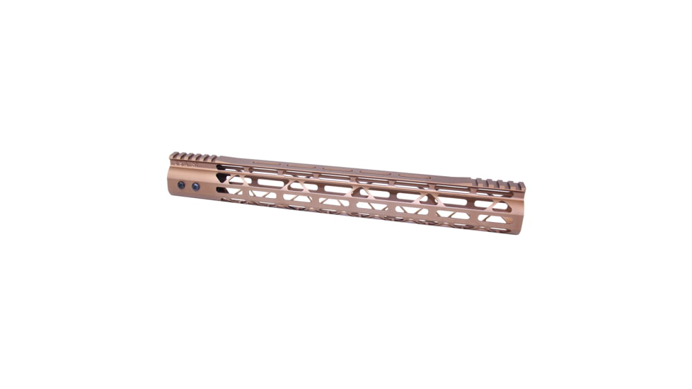 Guntec USA MOD LITE Skeletonized Series M-LOK Free Floating Handguard w/ Monolithic Top Rail, 15in, Anodized Bronze, GT-15MDLTE-BRZ