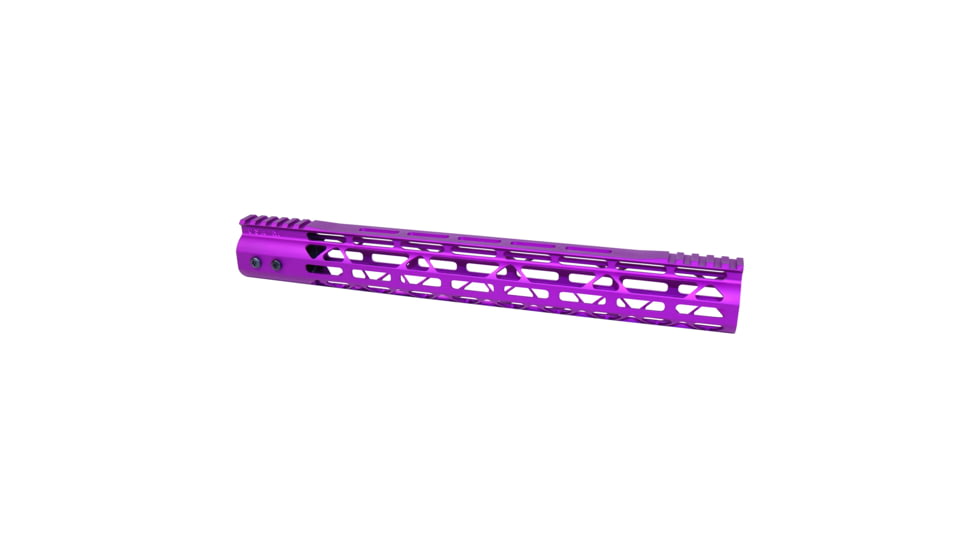 Guntec USA MOD LITE Skeletonized Series M-LOK Free Floating Handguard w/ Monolithic Top Rail, 15in, Anodized Purple, GT-15MDLTE-PURPLE