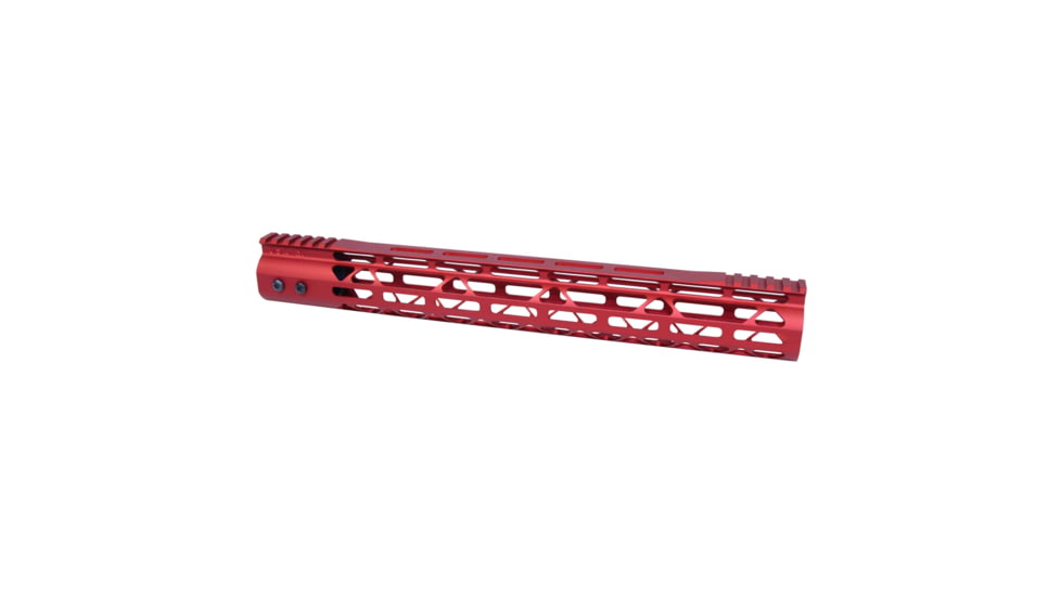 Guntec USA MOD LITE Skeletonized Series M-LOK Free Floating Handguard w/ Monolithic Top Rail, 15in, Anodized Red, GT-15MDLTE-RED
