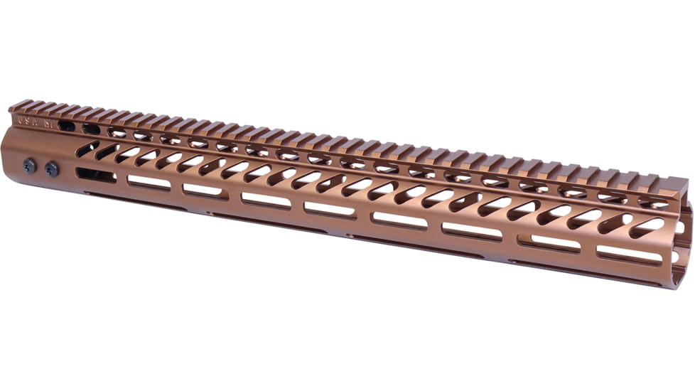 Guntec USA Ultra Lightweight Thin M-LOK Free Floating Handguard w/ Monolithic Top Rail, .308 Caliber, 16.5in, Anodized Bronze, GT-16.5MLK-308-BRZ