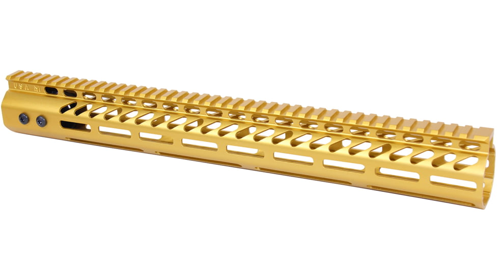 Guntec USA Ultra Lightweight Thin M-LOK Free Floating Handguard w/ Monolithic Top Rail, .308 Caliber, 16.5in, Anodized Gold, GT-16.5MLK-308-GOLD