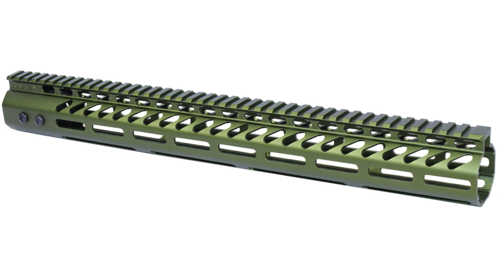 Guntec USA Ultra Lightweight Thin M-LOK Free Floating Handguard w/ Monolithic Top Rail, .308 Caliber, 16.5in, Anodized Green, GT-16.5MLK-308-GREEN