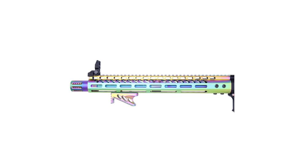 Guntec USA Ultra Lightweight Thin M-LOK System Free Floating Handguard w/Monolithic Top Rail, 15in, MATTE RAINBOW PVD COATED, GT-15MLK-M-RPVD