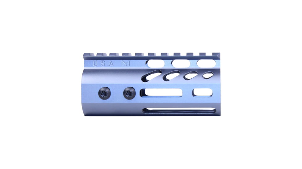 Guntec USA Ultra Lightweight Thin M-LOK System Free Floating Handguard w/Monolithic Top Rail, 4in, Grey, GT-4MLK-GREY