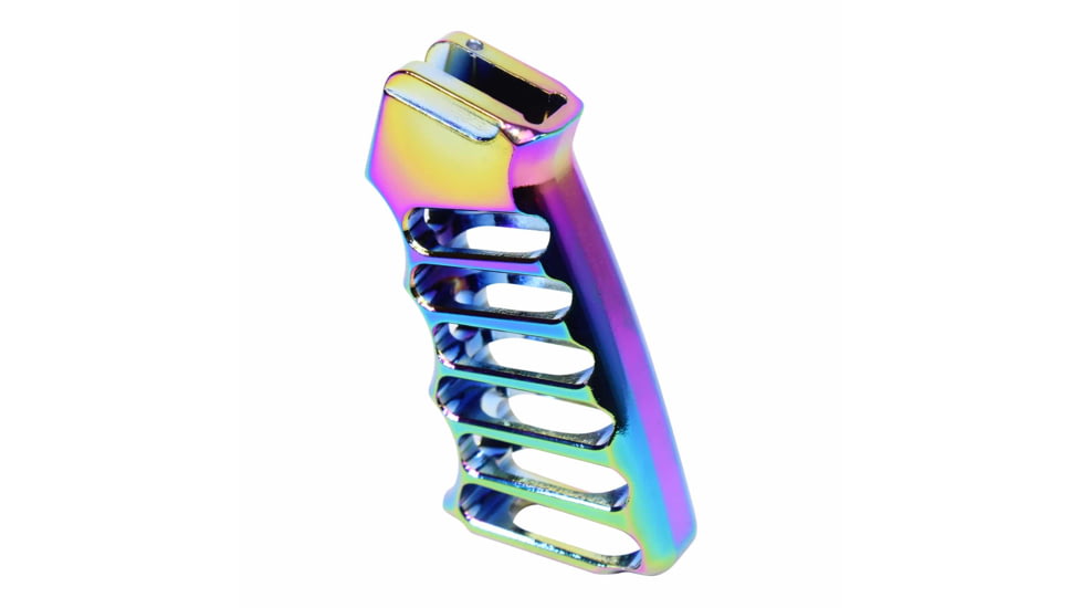 Guntec USA Ultralight Series Skeletonized Aluminum Pistol Grip, Rainbow Pvd, ULS-PG-RPVD